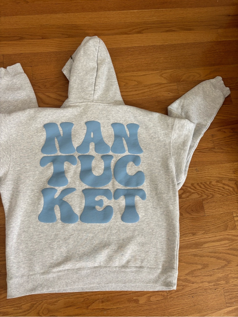 Light Gray Hoodie with Blue Nantucket Graphic